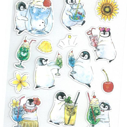 Active Corporation x Oton | Penguin Sparkling Soda Cotton Paper Stickers 195x90mm
