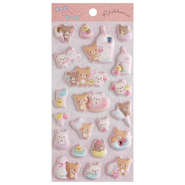 SAN-X | Rilakkuma Marshmallow Stickers Pink 200×95mm (Squishy Rhinestones)