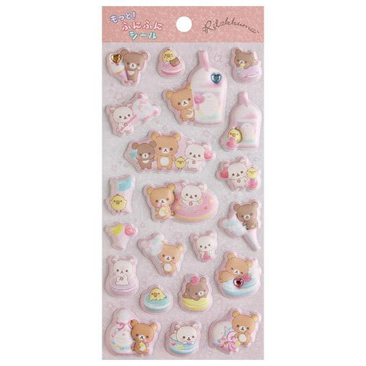 SAN-X | Rilakkuma Marshmallow Stickers Pink 200×95mm (Squishy Rhinestones)