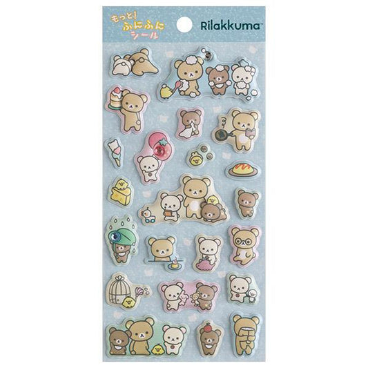 SAN-X | Rilakkuma Marshmallow Stickers Blue 200×95mm (Squishy Rhinestones)