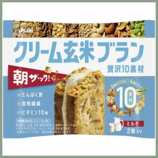 ASAHI | Cream Brown Rice Bran Cookie Biscuit 50g (10 Ingredients Milk)