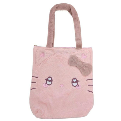 SANRIO | Hello Kitty Fluffy Soft Fur Tote Bag with Zipper 390x370x115mm