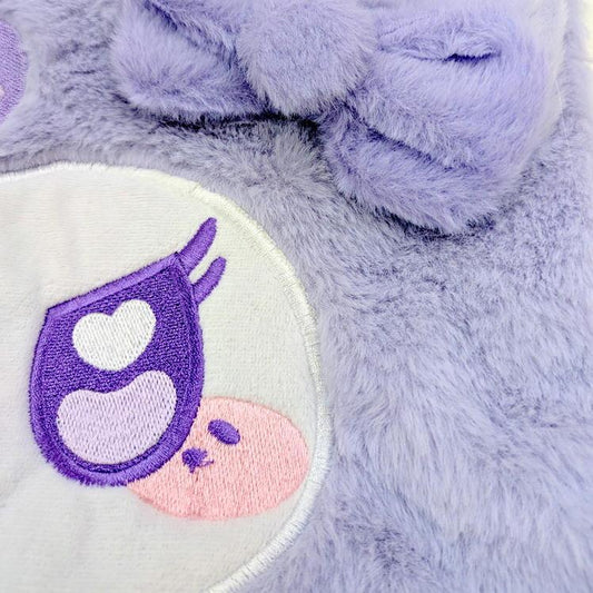 SANRIO | Kuromi Fluffy Soft Fur Tote Bag with Zipper 390x370x115mm
