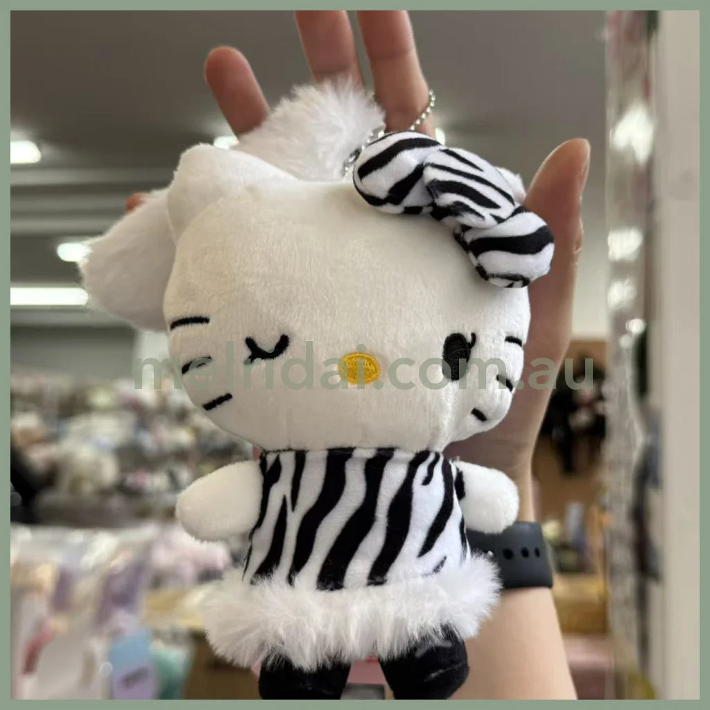 Avail x Hello Kitty | Fluffy Tail Mascot Holder Plush Keychain Bag Charm (Leopard)