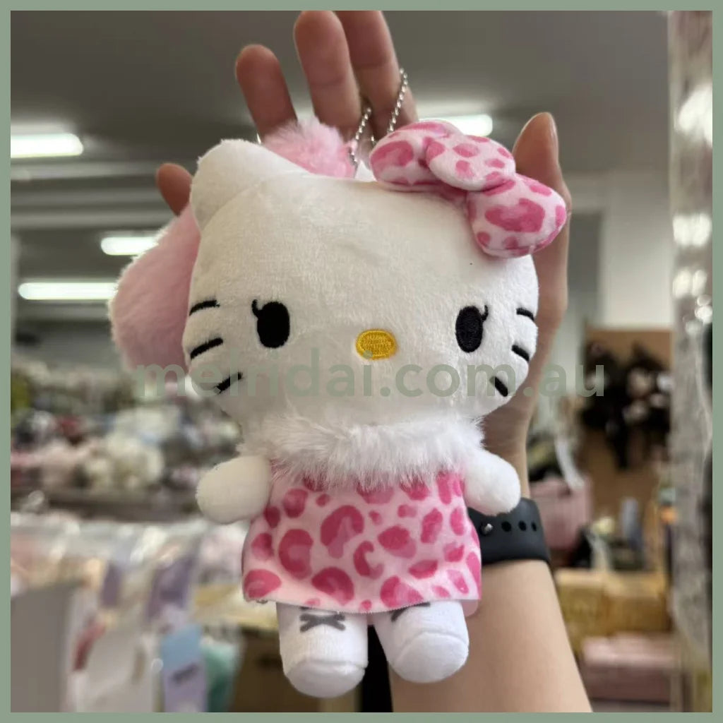 Avail x Hello Kitty | Fluffy Tail Mascot Holder Plush Keychain Bag Charm (Leopard)