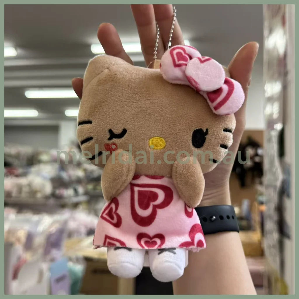 Avail x Hello Kitty | Tanned Mascot Holder Plush Keychain Bag Charm (Heart Print)