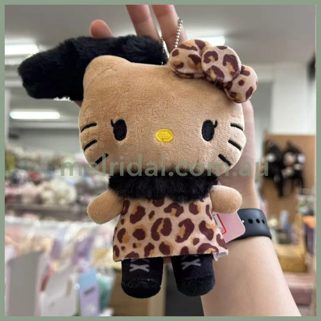 Avail x Hello Kitty | Tanned with Fluffy Tail Mascot Holder Plush Keychain Bag Charm (Leopard)