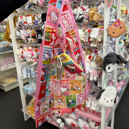 SANRIO | Hello Kitty Foldable Eco Bag Keychain Bag Charm 80×115×30mm (Strawberry Newspaper 50th Anniversary)