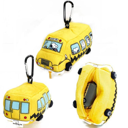 PEANUTS | Snoopy School Bus Eco Shopping Tote Bag 480×260×160mm  with Pouch Keychain 70×150×70mm