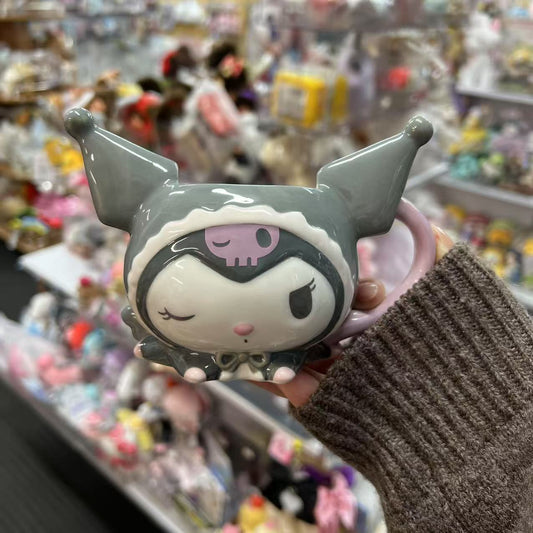 SANRIO | Kuromi Face-shaped Mug W12×D10×H9 (My Melody 50th Anniversary & Kuromi 20th Anniversary/Black Pink Party)