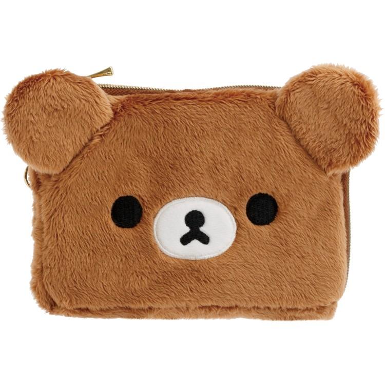SAN-X | Rilakkuma Chairoikoguma Plush Square Pass Case Pouch Reel 100×130×20mm