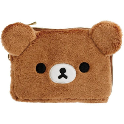 SAN-X | Rilakkuma Chairoikoguma Plush Square Pass Case Pouch Reel 100×130×20mm