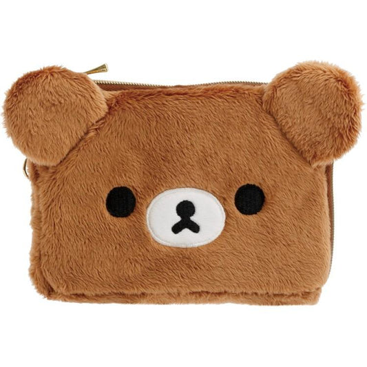 SAN-X | Rilakkuma Chairoikoguma Plush Square Pass Case Pouch Reel 100×130×20mm