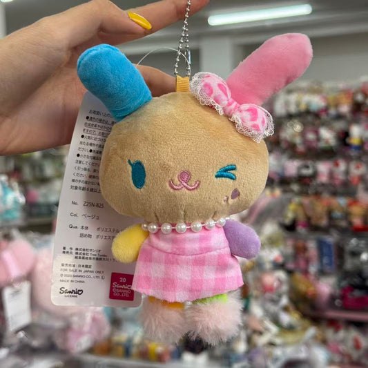 SANRIO x Avail | Tan Usahana Mascot Holder Plush Keychain Bag Charm 50×75×138mm (Pink Leopard)