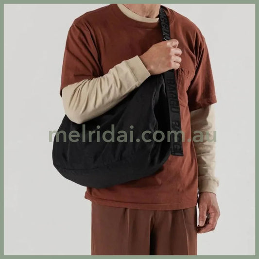 Large Nylon Crescent Bag - Black