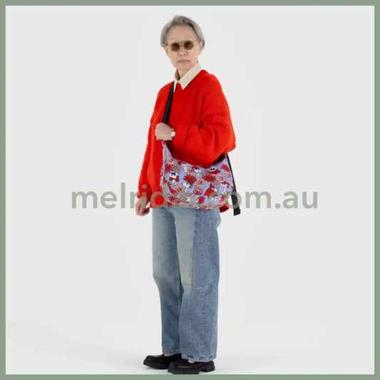 Medium Nylon Crescent Bag - Floral Snoopy