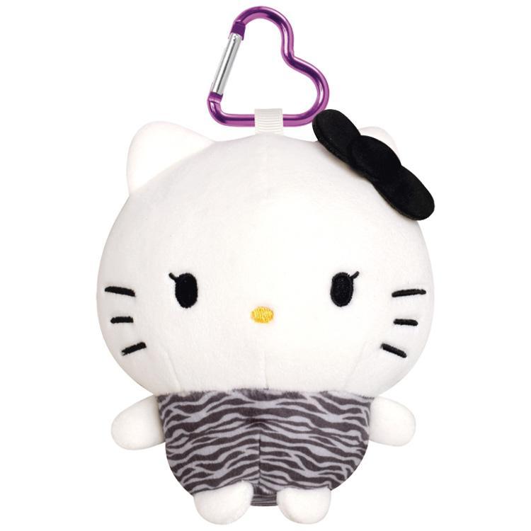 SANRIO | Hello Kitty Tanned Kitty Soft Mascot Pouch Bag Charm with Carabiner H140×W120×D90mm (Zebra)
