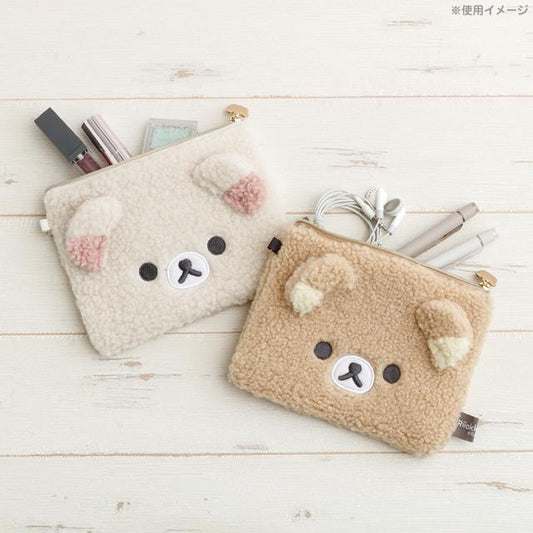 SAN-X | Rilakkuma Korilakkuma Flat Pouch 120×170×15mm (New Basic BOA ITEMS Moko Moko Fluffy)