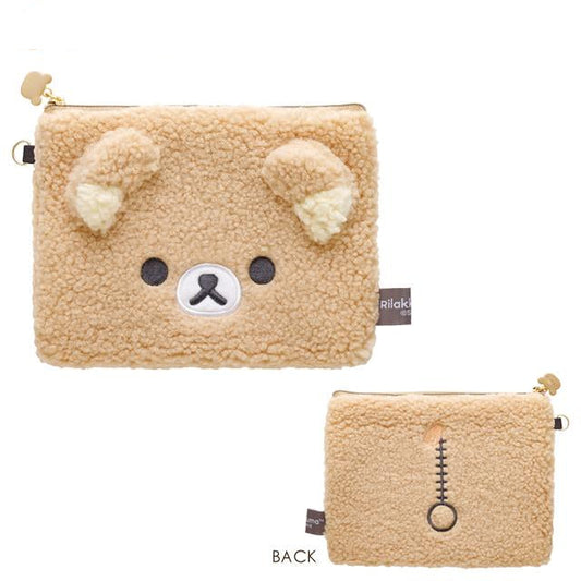 SAN-X | Rilakkuma Flat Pouch 120×170×15mm (New Basic BOA ITEMS Moko Moko Fluffy)