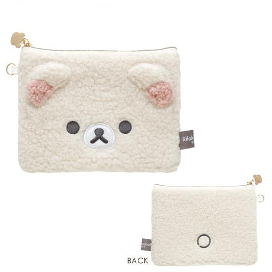 SAN-X | Rilakkuma Korilakkuma Flat Pouch 120×170×15mm (New Basic BOA ITEMS Moko Moko Fluffy)