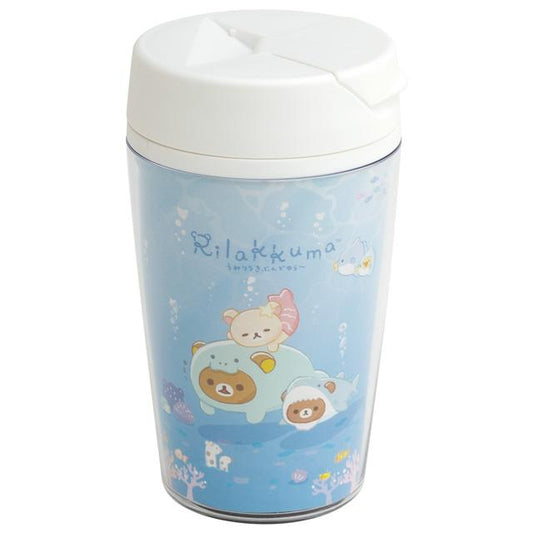 San-X | Rilakkuma Clear Tumbler (Relax Mood In The Ocean) 350Ml 轻松熊 随身杯/便携咖啡杯 底部防滑设计（海洋系列）