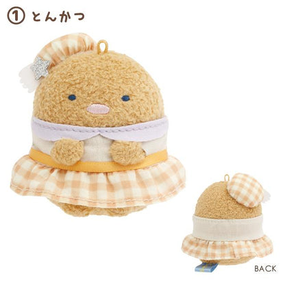SAN-X | Sumikko Gurashi Tenori Plush Toy 60mm Approx. (Dreaming Idol Gingham Angel Wings) 1. Tonkatsu 炸猪排