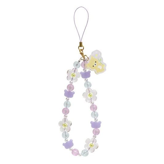 SAN-X | Rilakkuma Hand Strap Phone Charm 140×50mm (Basic Flower Sparkling Bead)