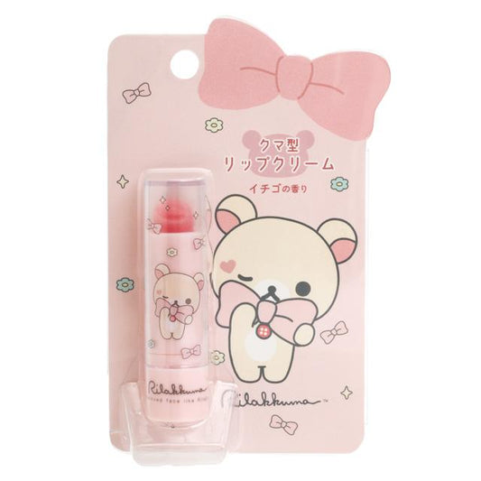 SAN-X | Rilakkuma Korilakkuma Makeup Bear-Shaped Lip Balm 75xΦ20mm (Strawberry Scent)