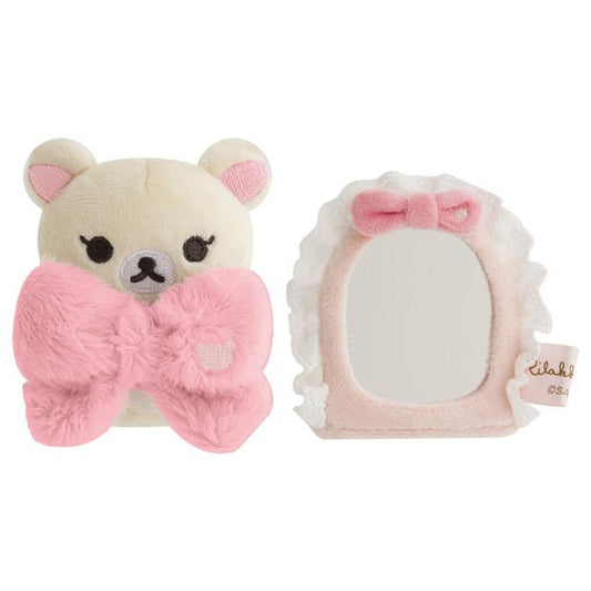 SAN-X | Korilakkuma Scene Plush Toy Set Mirror & Ribbon Pink Tie (Makeup Rilakkuma)