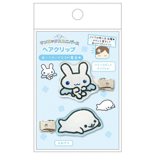 San-X | Twin Angels & Mamegoma Hair Clip Set 125x75mm (San-X Universe Character Series)
