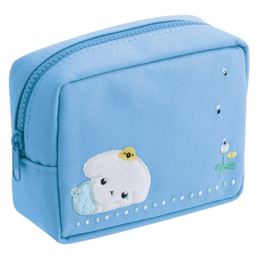 SAN-X | Buru Buru Dog Cosmetic Embroidered Pouch 90×120×50mm (San-X Universe Blue)