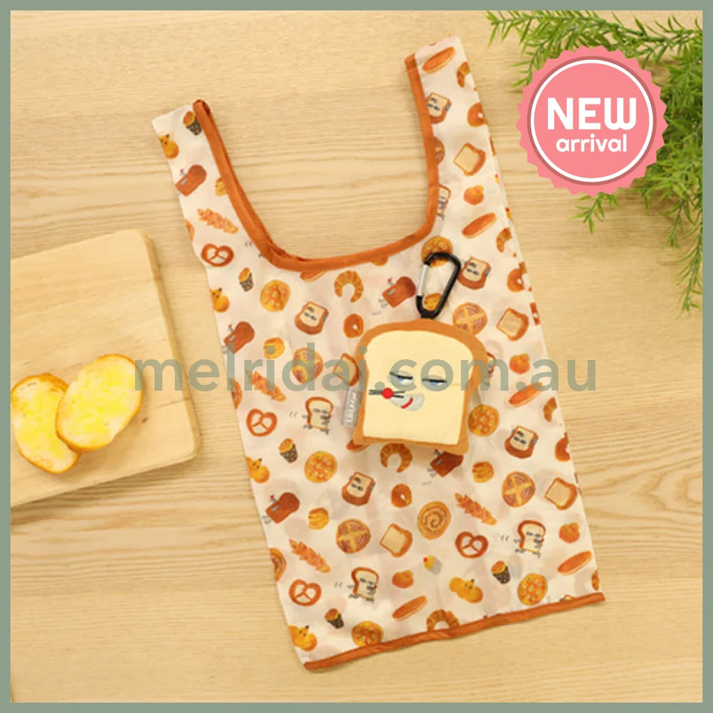 BREAD DOROBO | Foldable Eco Bag with Pouch Shopping Bag Keychain (110×120mm & 480×260mm)