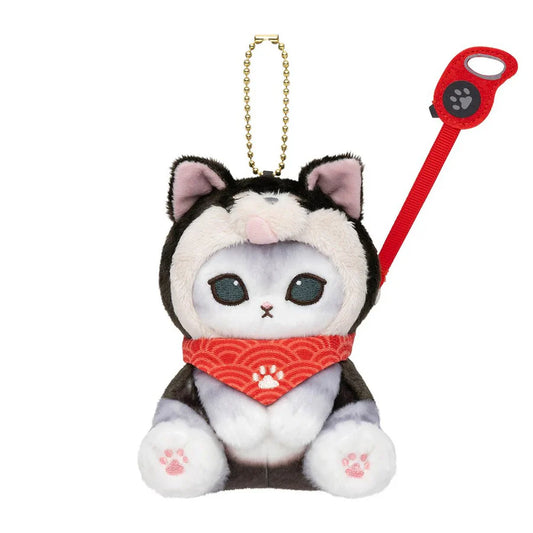 MOFUSAND | Cat Plush Keychain Bag Charm 130×94×120mm (Black Shiba Inu Nyan Bandana)