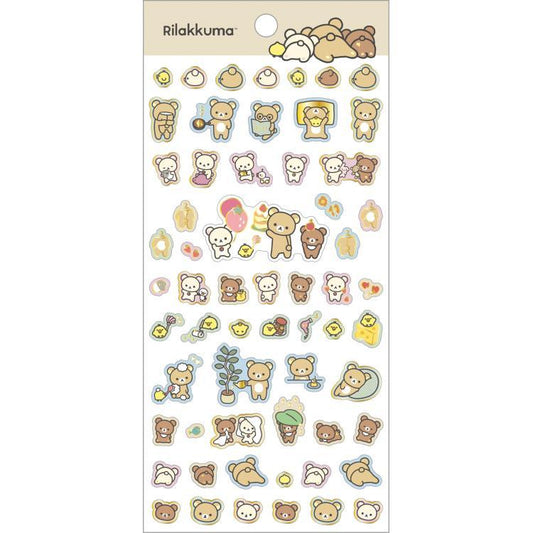 SAN-X | Rilakkuma Gold Foil Clear Seal Sticker 200×95mm (BASIC RILAKKUMA Favorite Things)