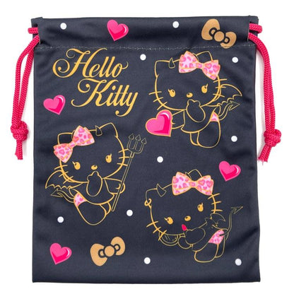 SANRIO | Hello Kitty Little Devil Black Pink Drawstring Bag 200×165×5mm (Gogo Gal Collection)