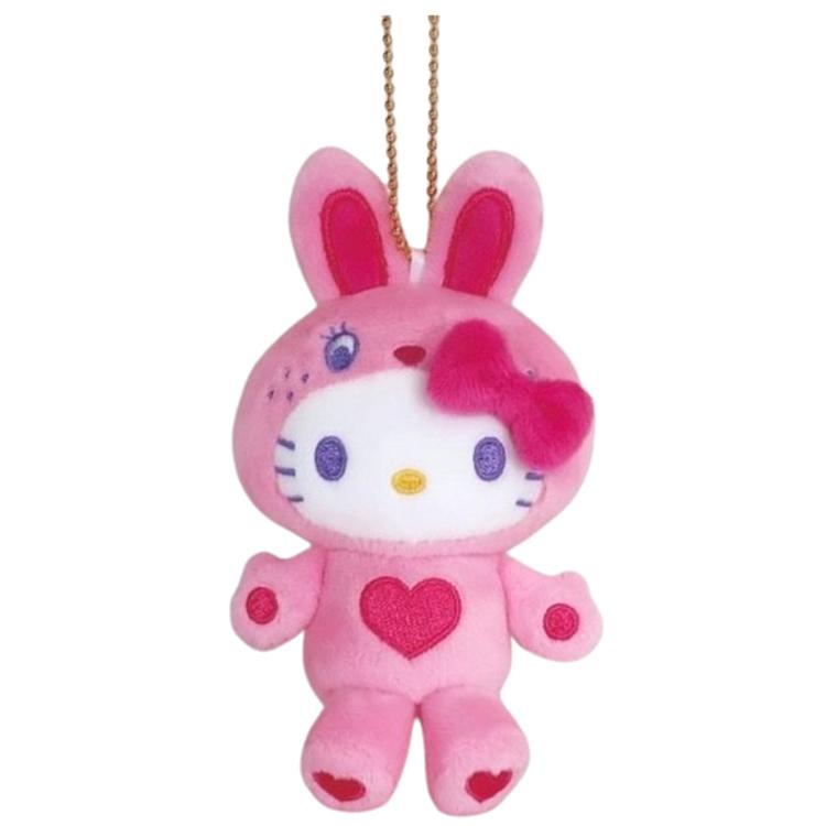 SANRIO | Hello Kitty Colorful Bunny Pink Mascot Holder Plush Keychain 10cm Approx. (50th Anniversary)
