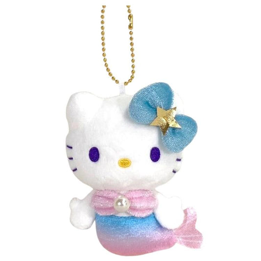 SANRIO | Hello Kitty Mermaid Blue Mascot Holder Plush Keychain 10cm Approx. (50th Anniversary)