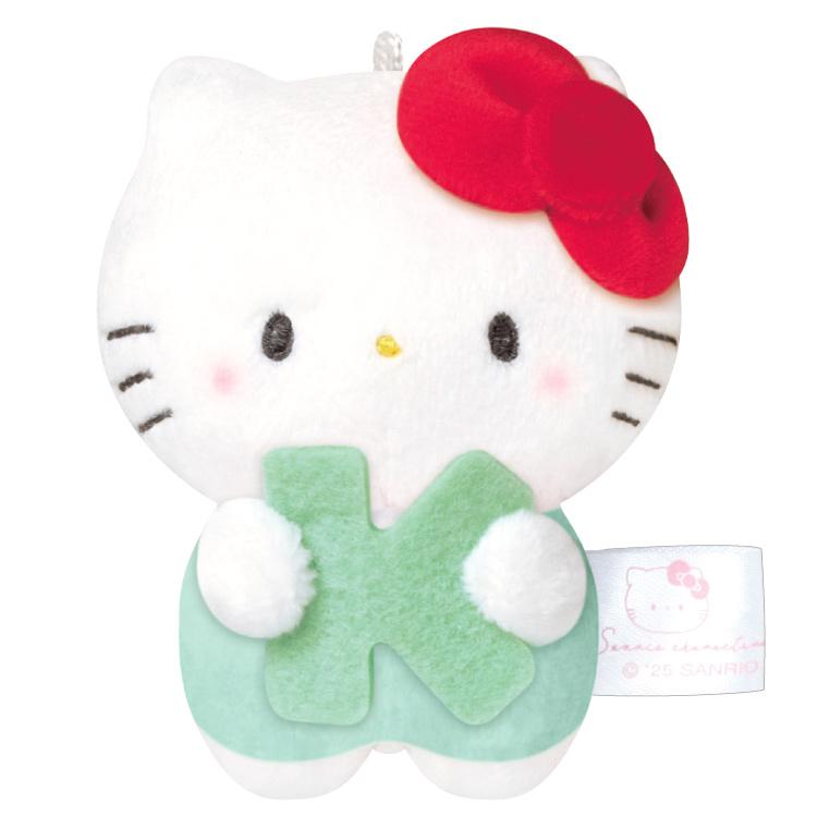 Sanrio × Mochimochi Panda | Hello Kitty Mascot Holder Plush Keychain H80×W60×D35mm (English Alphabet K)