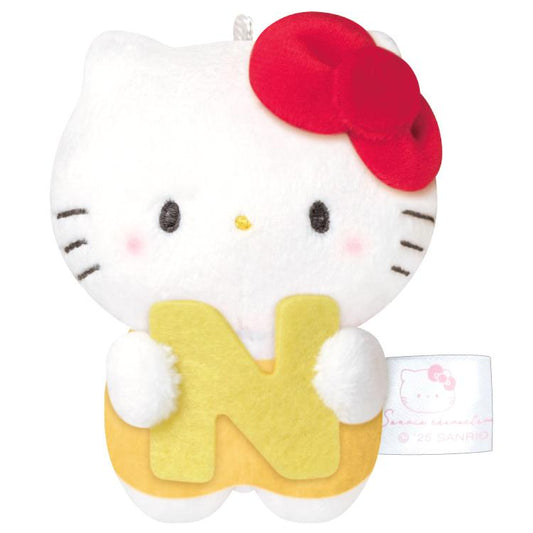 Sanrio × Mochimochi Panda | Hello Kitty Mascot Holder Plush Keychain H80×W60×D35mm (English Alphabet N)