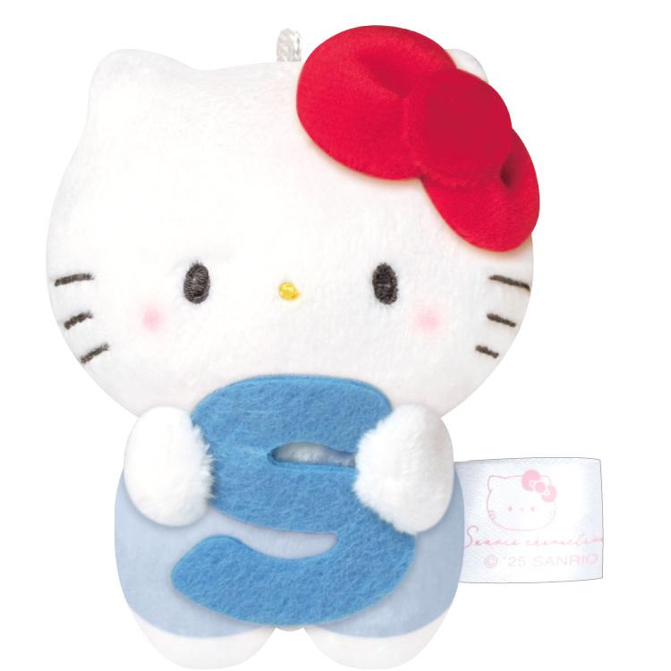 Sanrio × Mochimochi Panda | Hello Kitty Mascot Holder Plush Keychain H80×W60×D35mm (English Alphabet S)