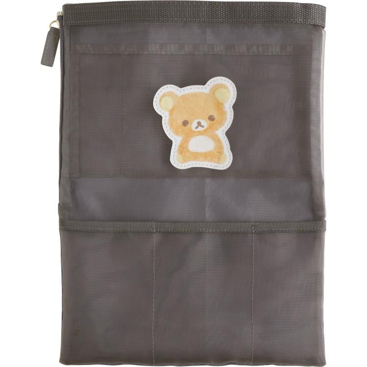 SAN-X | Rilakkuma A4 Flat Mesh Pouch Bag in Bag 80×100mm (Gray Black)