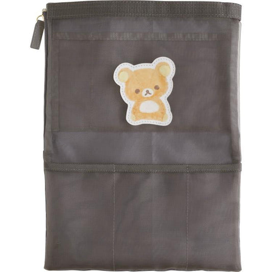 SAN-X | Rilakkuma A4 Flat Mesh Pouch Bag in Bag 80×100mm (Gray Black)