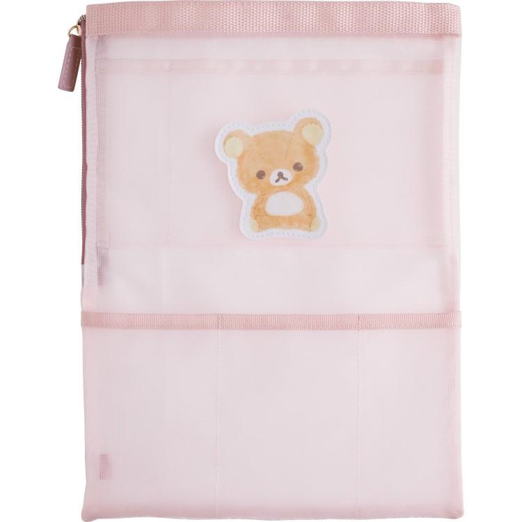 SAN-X | Rilakkuma A4 Flat Mesh Pouch Bag in Bag 80×100mm (Pink)