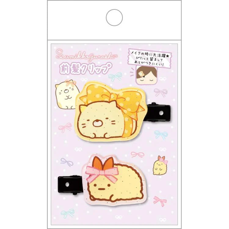 【Made in Japan】SAN-X | Sumikko Gurashi Aurora Acrylic Hair Clip Set (Neko & Ebi Furai no Shippo)