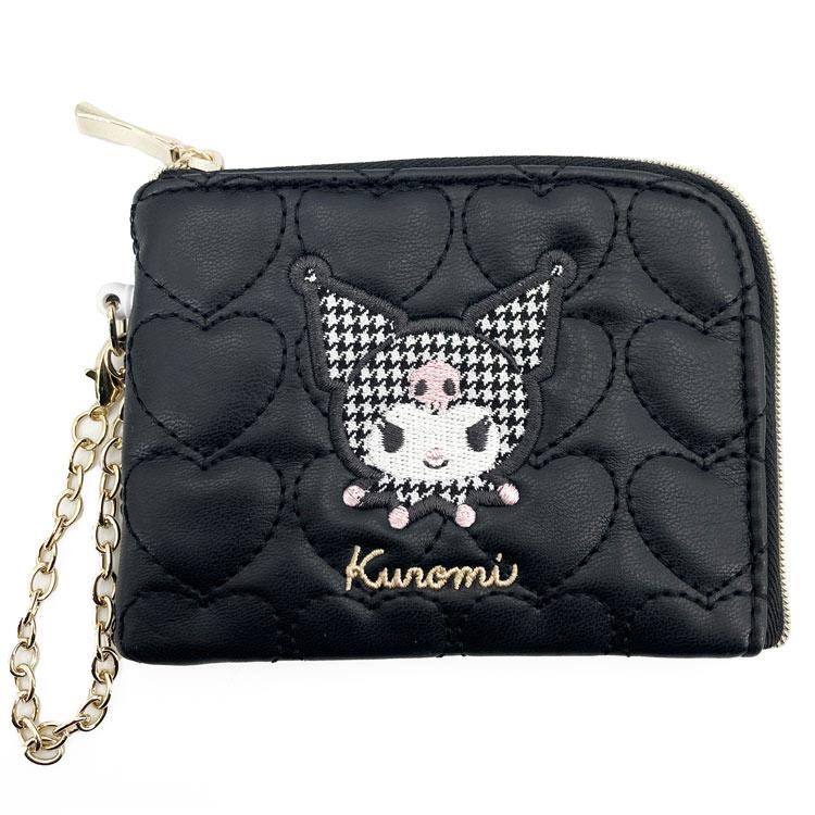 SANRIO | Kuromi Pass Holder Zipper Pouch with Reel W125×H80×D15mm (Monotone)