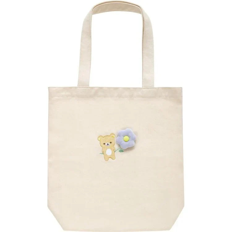 San-X | Embroidered Tote Bag 400×390×100mm (Basic Rilakkuma Flower)