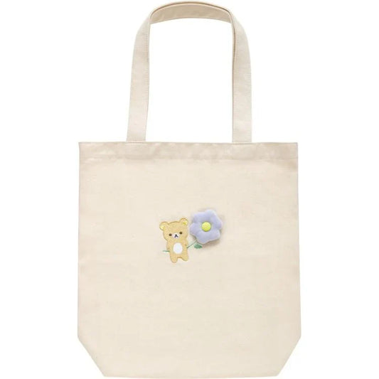 San-X | Embroidered Tote Bag 400×390×100mm (Basic Rilakkuma Flower)
