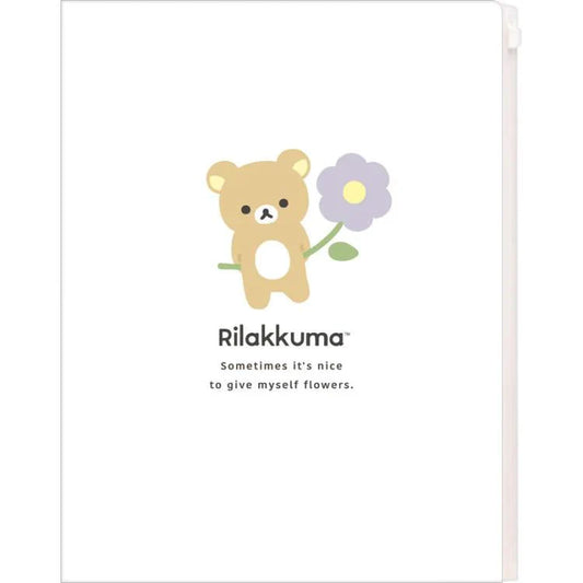 San-X | 6 + 1 Pockets A4 Clear File Holder 310×245mm (Basic Rilakkuma Flower)