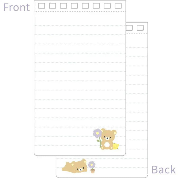 San-X | Kiiroitori & Rilakkuma Long SP Memo Ring Memo Pad - A 135×80mm (Basic Rilakkuma Flower)