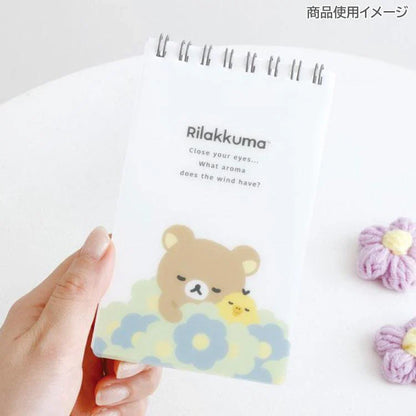 San-X | Kiiroitori & Rilakkuma Long SP Memo Ring Memo Pad - A 135×80mm (Basic Rilakkuma Flower)